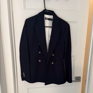 Zara Navy Blazer with Silver Buttons